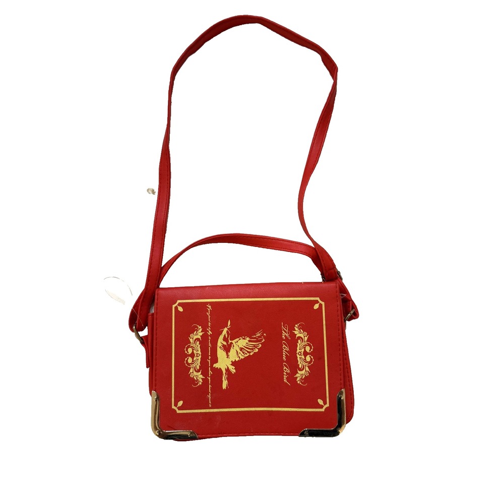 Blue Bird Book‎ Clutch Crossbody Faux Leather Gold Trim Bookish Novelty